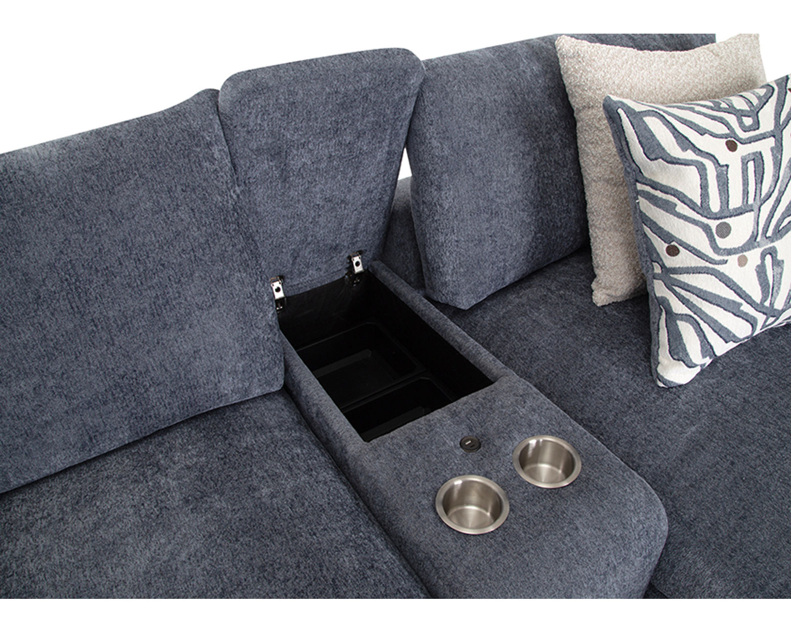 Julian 965 EXTRA-Deep Home Theater Sectional (Dreamscape Comfort. Your Ultimate Home Theater) - Entertainment console with storage, cupholders and USB charging
