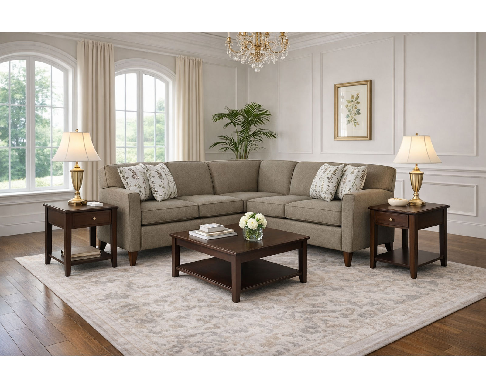 Collegedale Stationary Sectional  (+100 Standard and Performance Fabrics) - Layout E: Two Piece Sectional 85" x 86" 