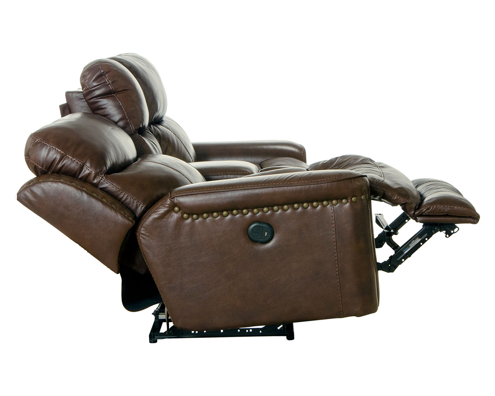 Ceretti 87" Italian Leather Brass Nail Head Power Reclining Sofa - Sit Back. Stretch Out. Stay Awhile.