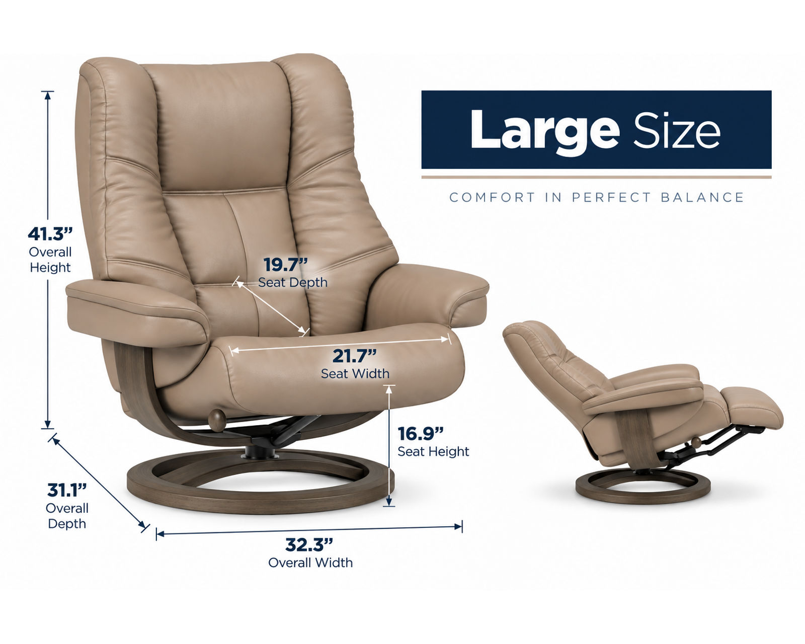 Nordic 63 Reclining Chair & Footstool Ash (IN STOCK) Plush Scandinavian Comfort. Made to Fit You - Sit Better. Relax Better. Spend Smarter.