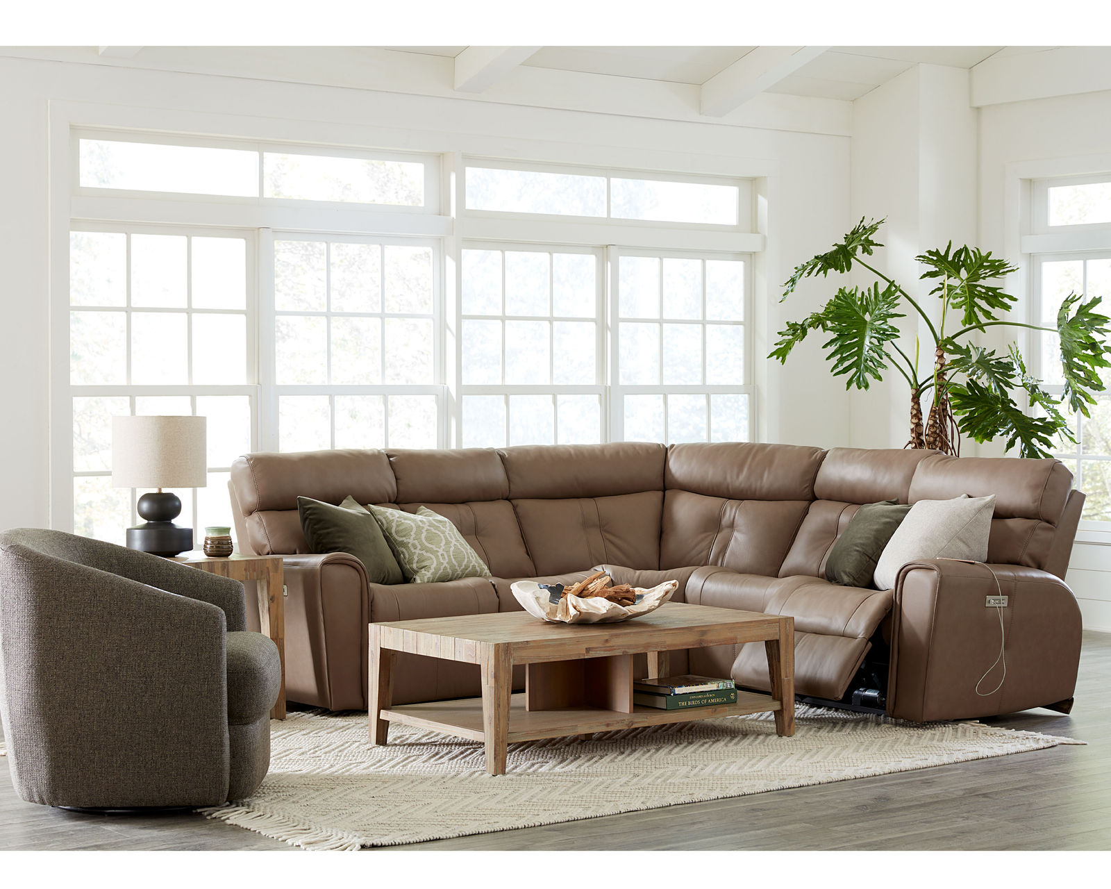 Acacia  41080  Power Headrest Power Reclining Sectional (+50 fabrics) - Layout A: Five Piece Sectional 105" x 105"