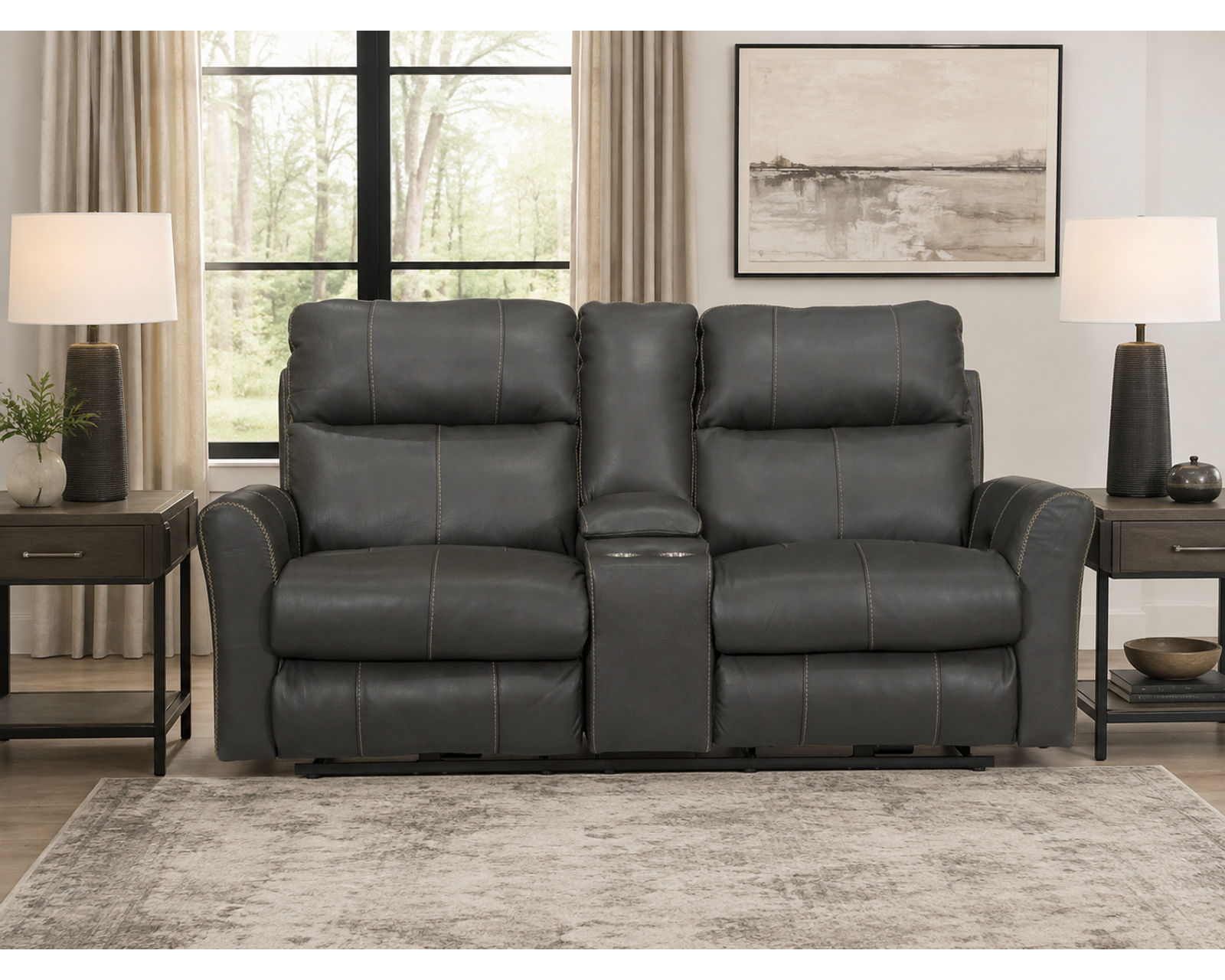 Fredda 82" Power Headrest Power Reclining Leather Sofa Lay-Flat Relaxation, Zero Gravity Comfort & Premium Italian Leather - two colors - Shown in Italian Leather Color Anthracite