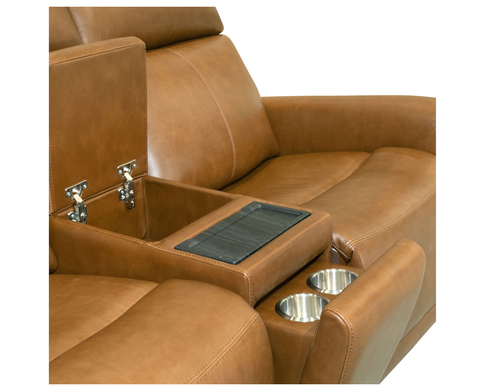 Alister 71" Leather Power Gliding Loveseat with Console, Power Headrests & Lumbar (+3 colors) in stock