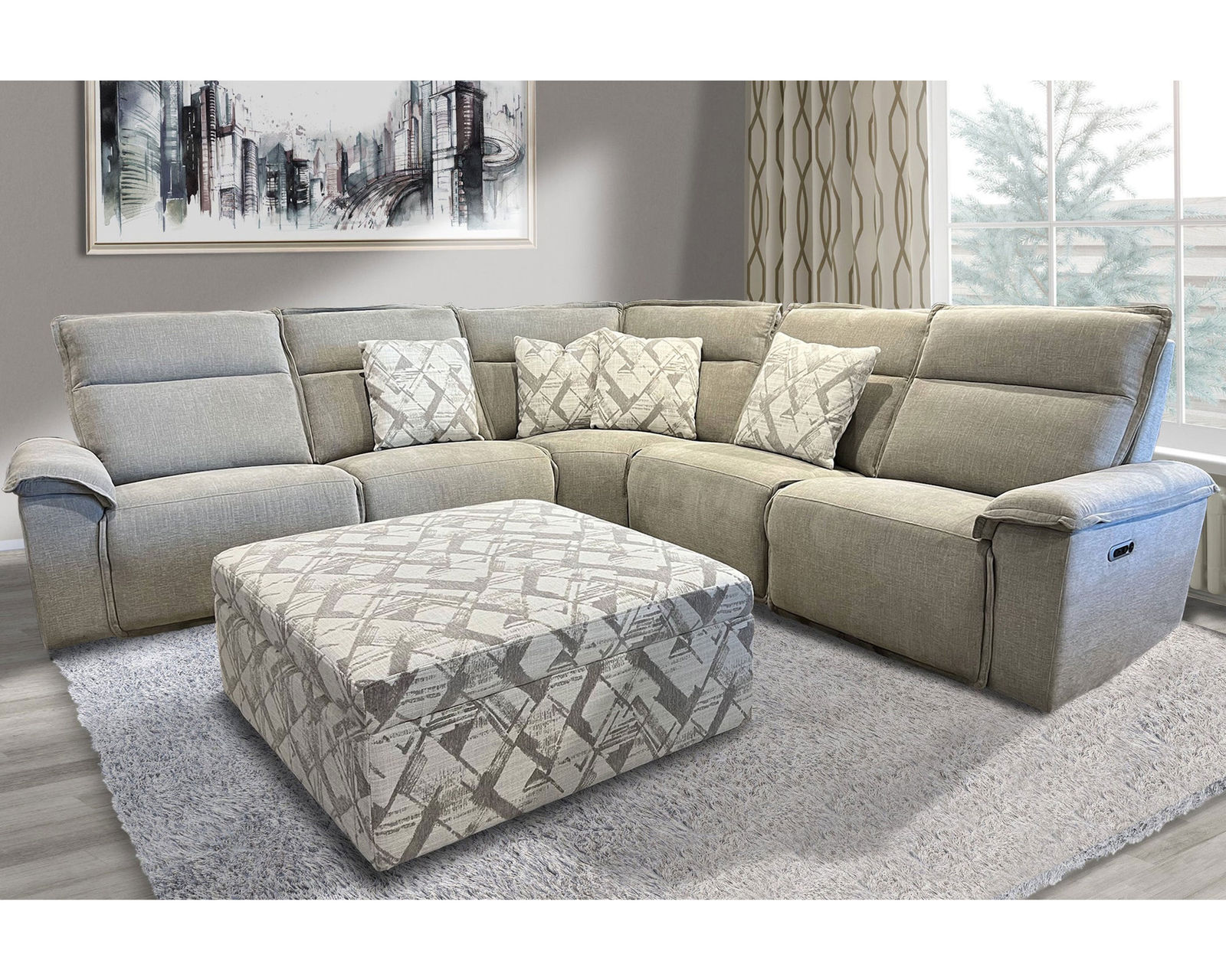 Perimeter  Power Reclining Sectional 122" x 122" (In stock - Fast shipping) - Sectional Layout A:  Perimeter Power Reclining Sectional