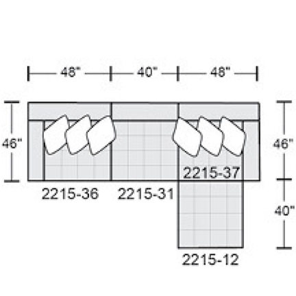 Layout A: Four Piece Sectional 136" x 86"