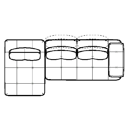 Layout B: Three Piece Sectional 65" x 128"