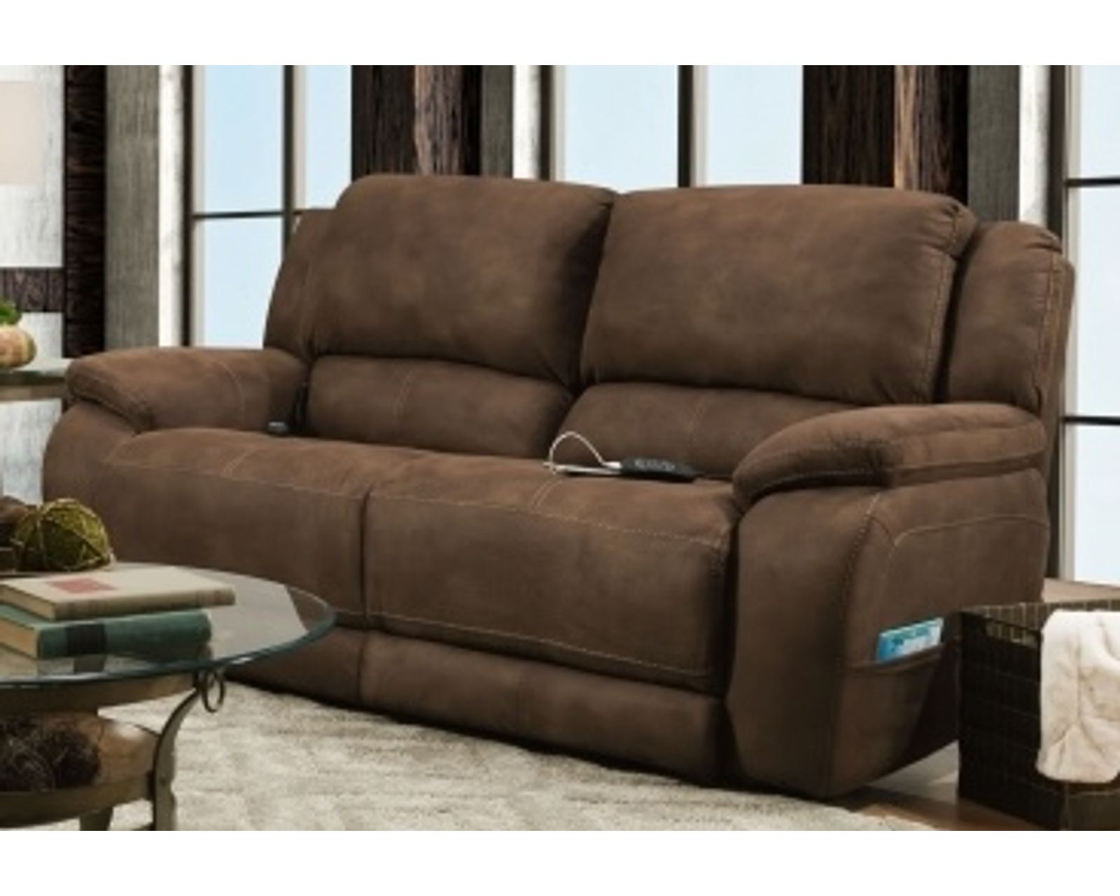 Harley 84" Triple Power Reclining Console Loveseat Whiskey (In stock) - Harley 84" Triple Power Reclining Console Loveseat