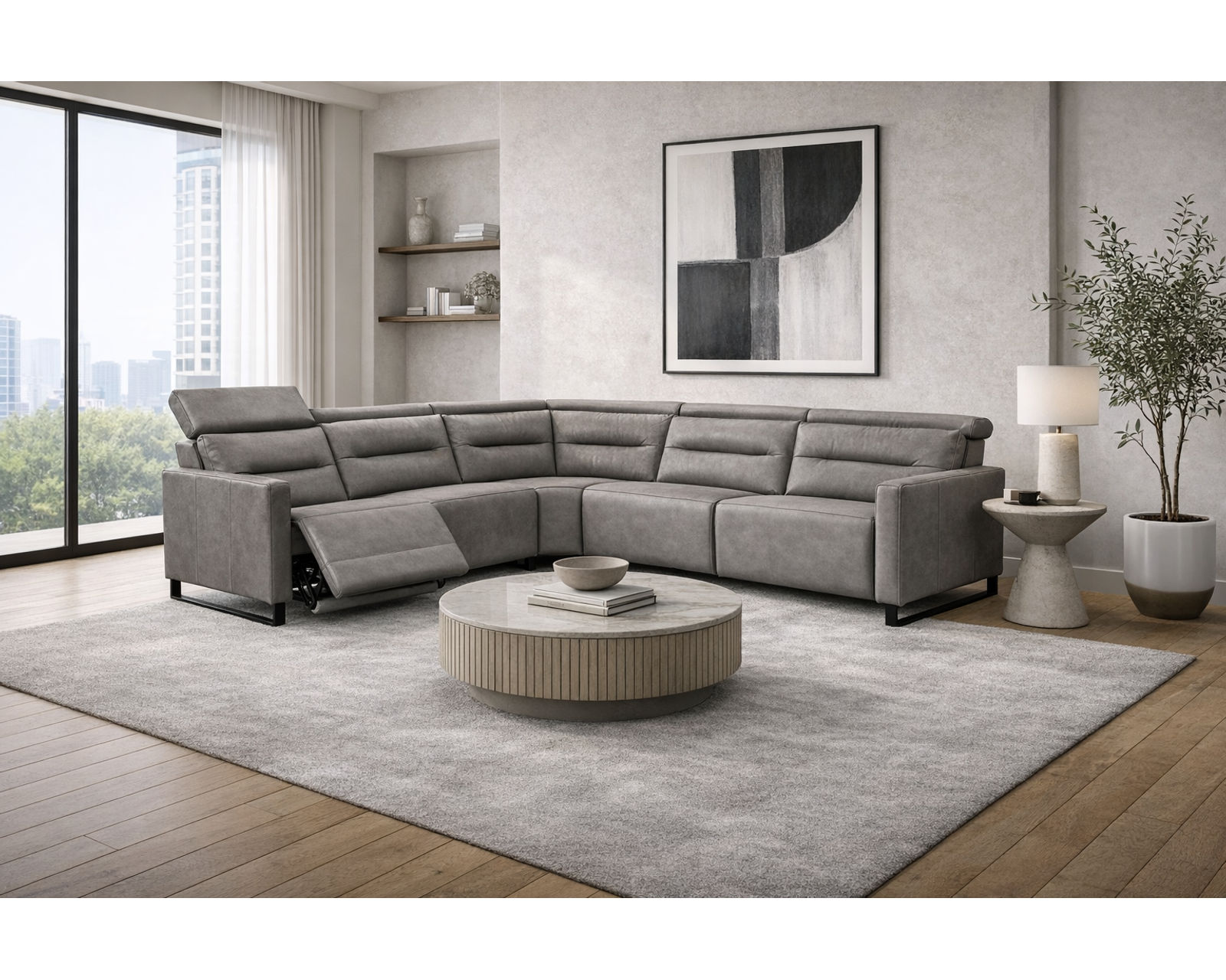 Cleo F094 Power Headrest Power Reclining Sectional (standard and wide seat widths) +140 leathers - Endless Custom Options. One Perfect Fit.