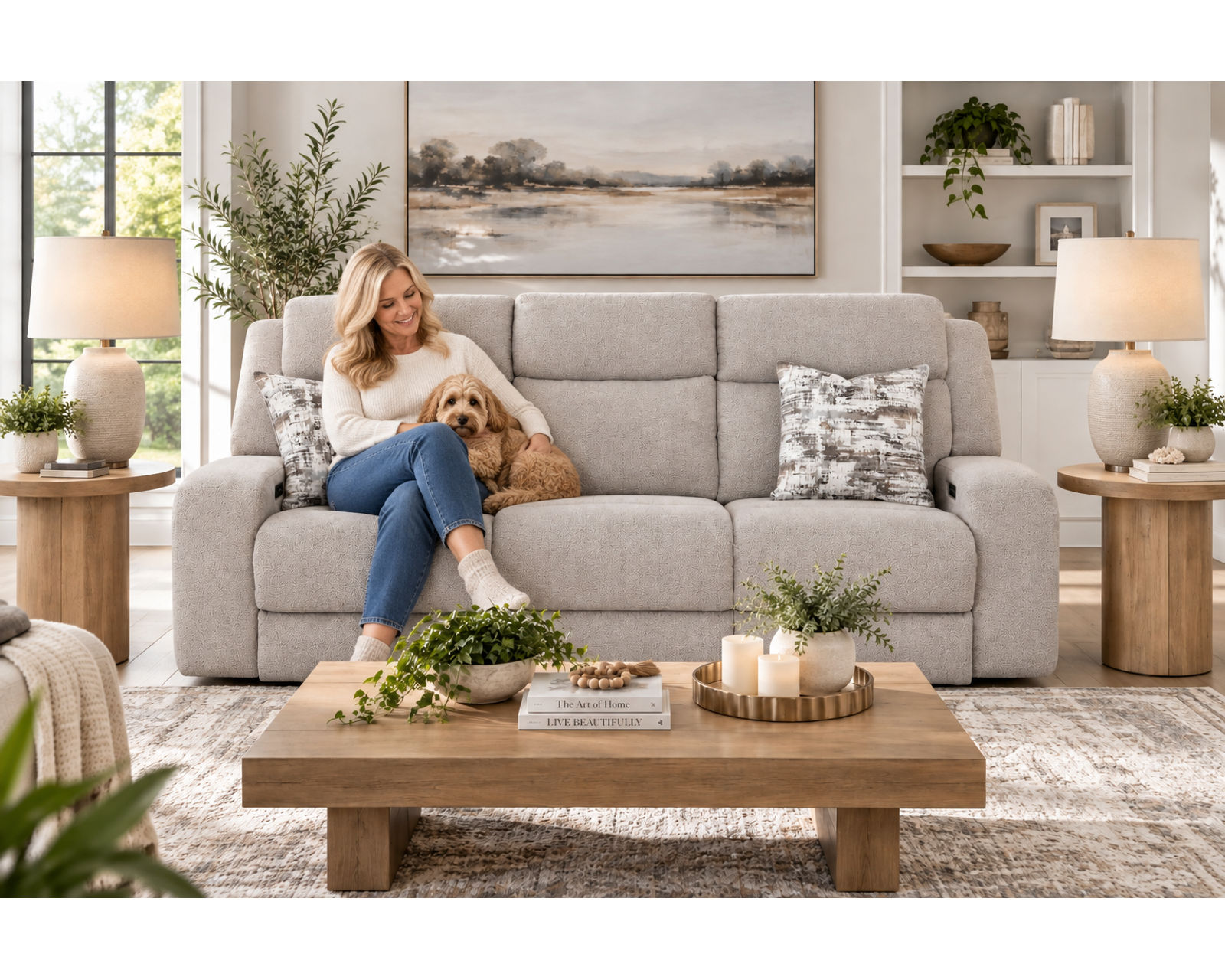 Logan 92" Reclining Sofa with Drop-Down Table & Cupholders (Modern Comfort. Smart Convenience. Available Neori™ Air Massage) - Built Strong. Made to Move.