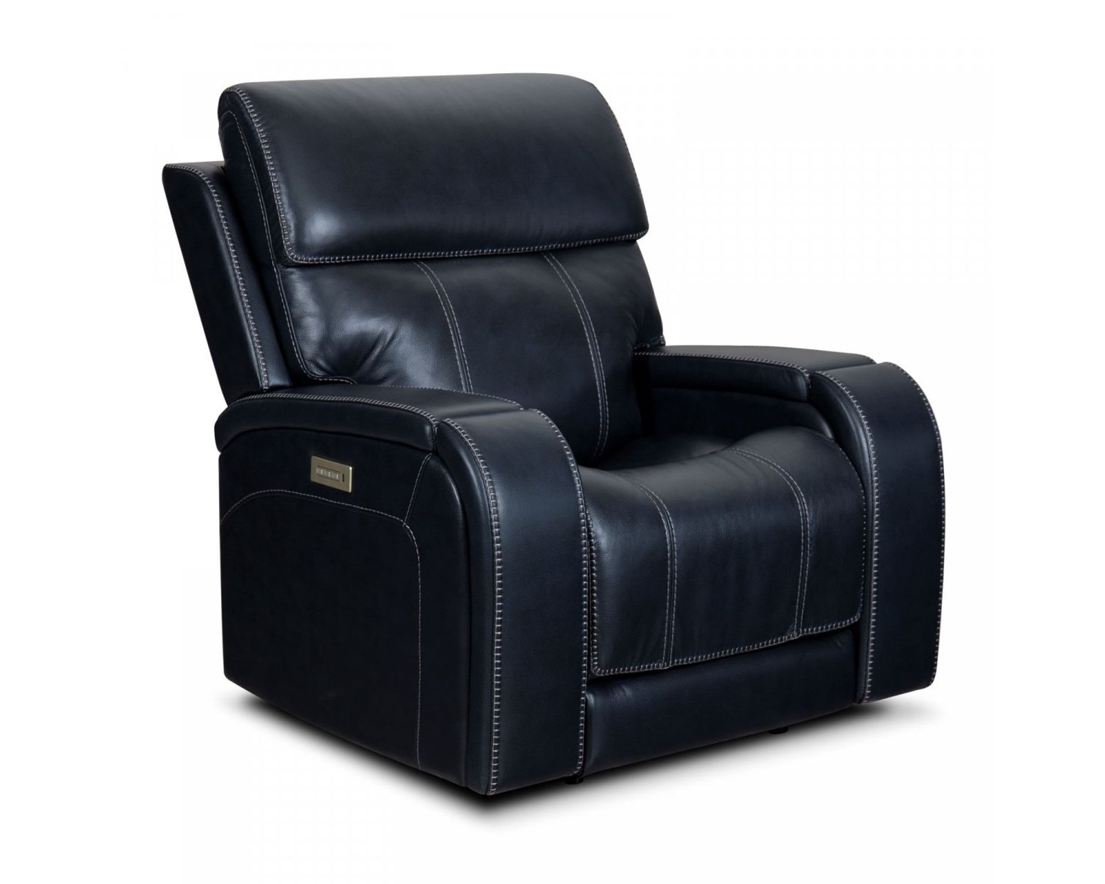 Glenwood 88" Leather Sofa w/Power Recline, Power Head Rests & Power Lumbar (Lay Flat) Ocean (In stock) - Glenwood Power Recliner w/Power Head Rest & Power Lumbar 