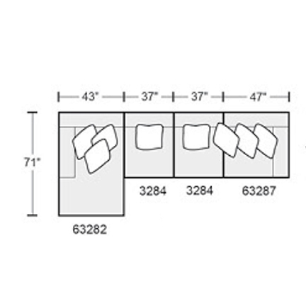 Layout C: Four Piece Sectional 71" x 164" (2 recliners)