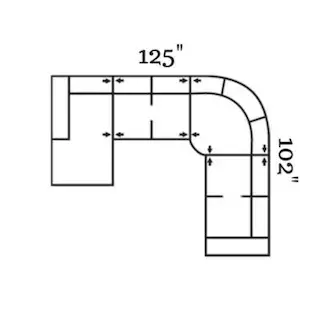 Layout J: Four Piece Sectional 125" x 102"