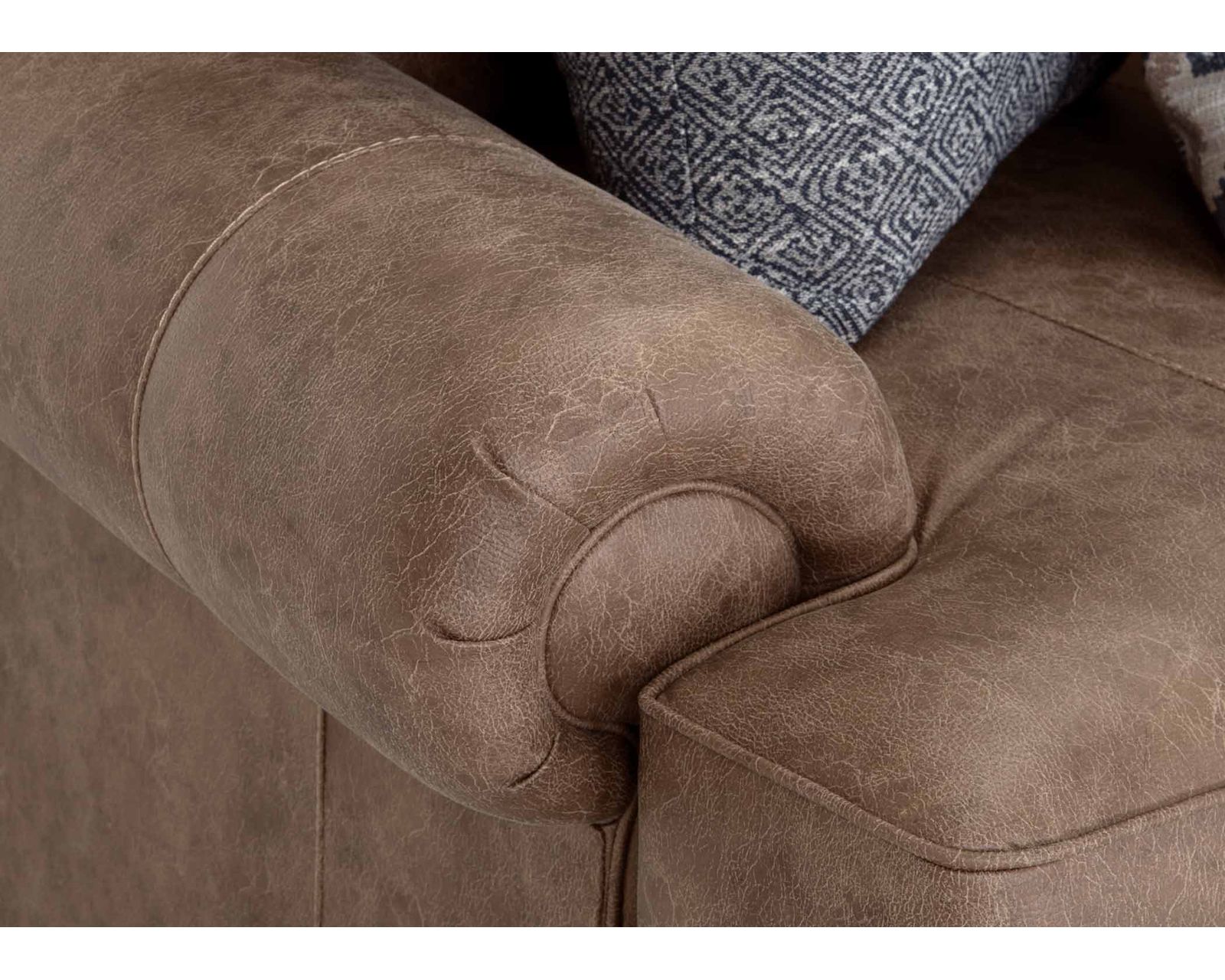 Sicily 101" Wide Sofa (The Look of Worn Leather. The Softness of Fabric) - Rolled Arm with Reversible Seat and Back Cushions