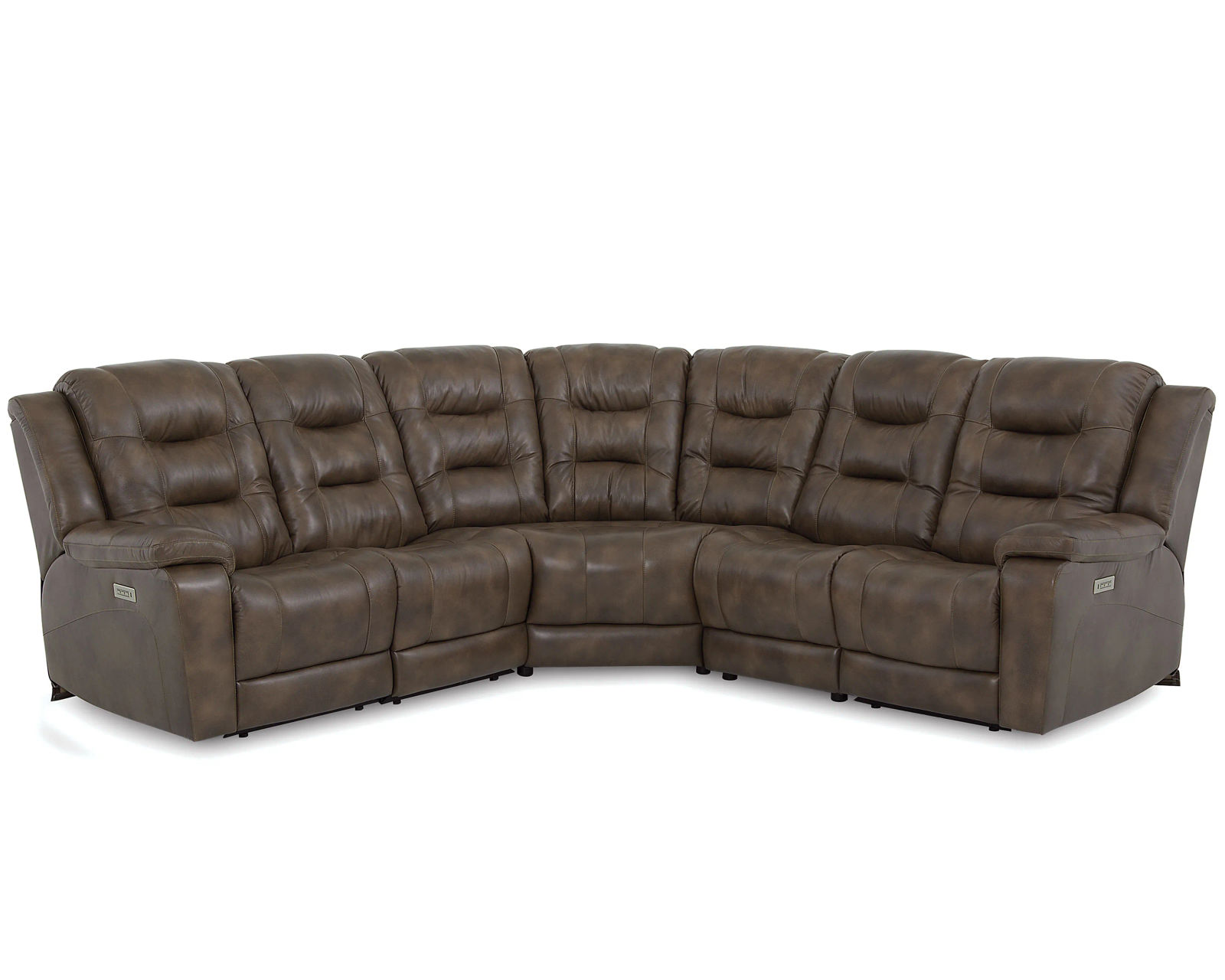 Leighton 41063 Power Headrest Power Reclining Sectional (+100 leathers) - Layout C: Five Piece Sectional 110" x 110" (2 recliners)