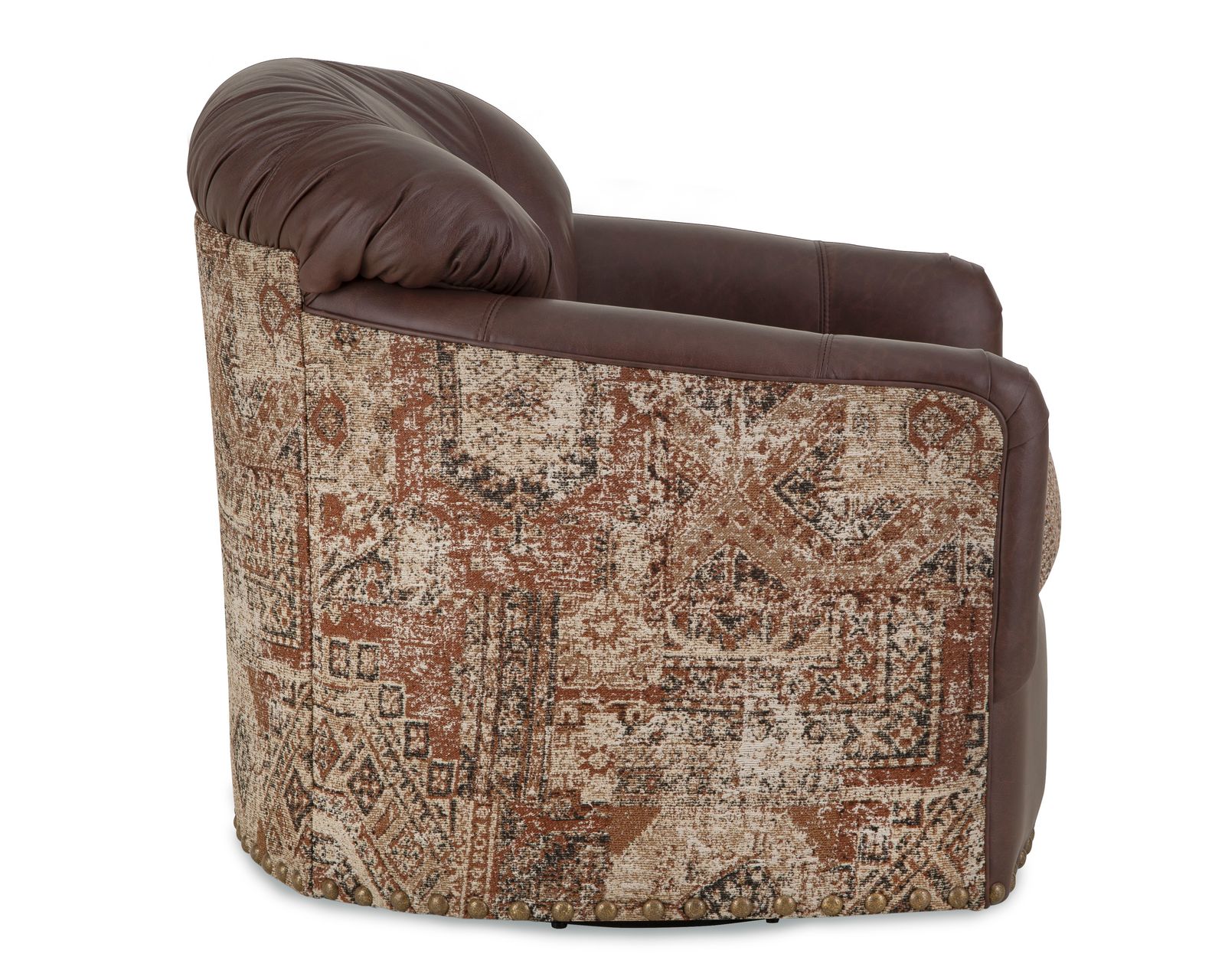 Dillon LF0403 Leather Fabric Swivel Chair - Top Grain Leather with a Performance Fabric