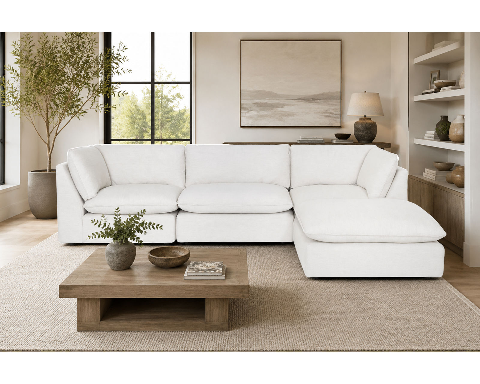 Boston 835 Modular Sectional (Elevated Style, Endless Possibilities) Performance Fabric - Layout B: Four Piece Sectional 120" x 80"