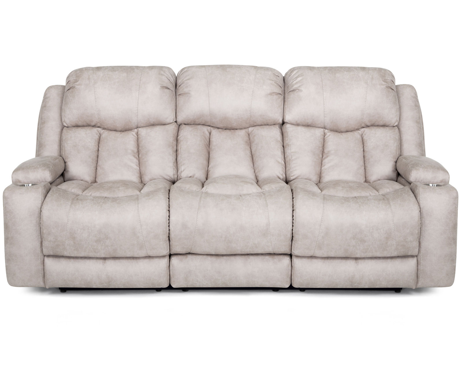 Denali 90" Power Reclining Sofa with Fold Down Table, Lights, USB, Wireless Charging, Dual Arm Storage, Massage, Cupholders & Drawer (+3 colors) - Mist Leather like fabric)