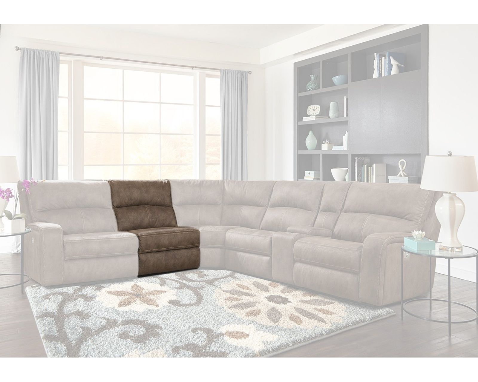 Polaris Power Headrest Power Reclining Sectional Kahlua (In stock - Fast shipping) - Armless Manual Recliner