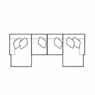 Layout E: Four Piece Reclining Sectional (64" x 148" x 64") (2 Recliners + 2 Power Chaises)