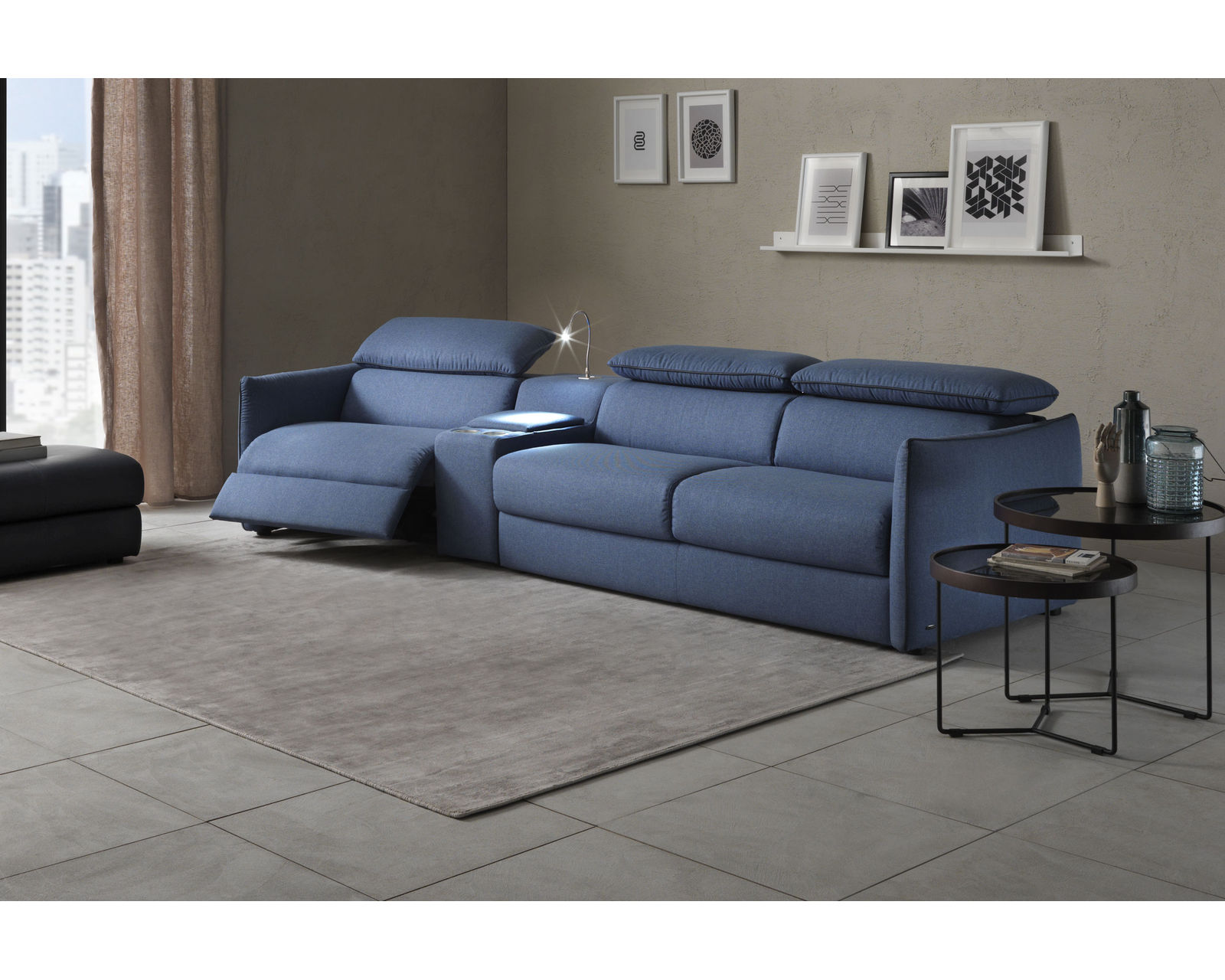 Meraviglia B995 Leather Reclining Sleeper Sectional (+25 leathers) - Layout C: Three Piece Sleeper Sectional 127" x 83"