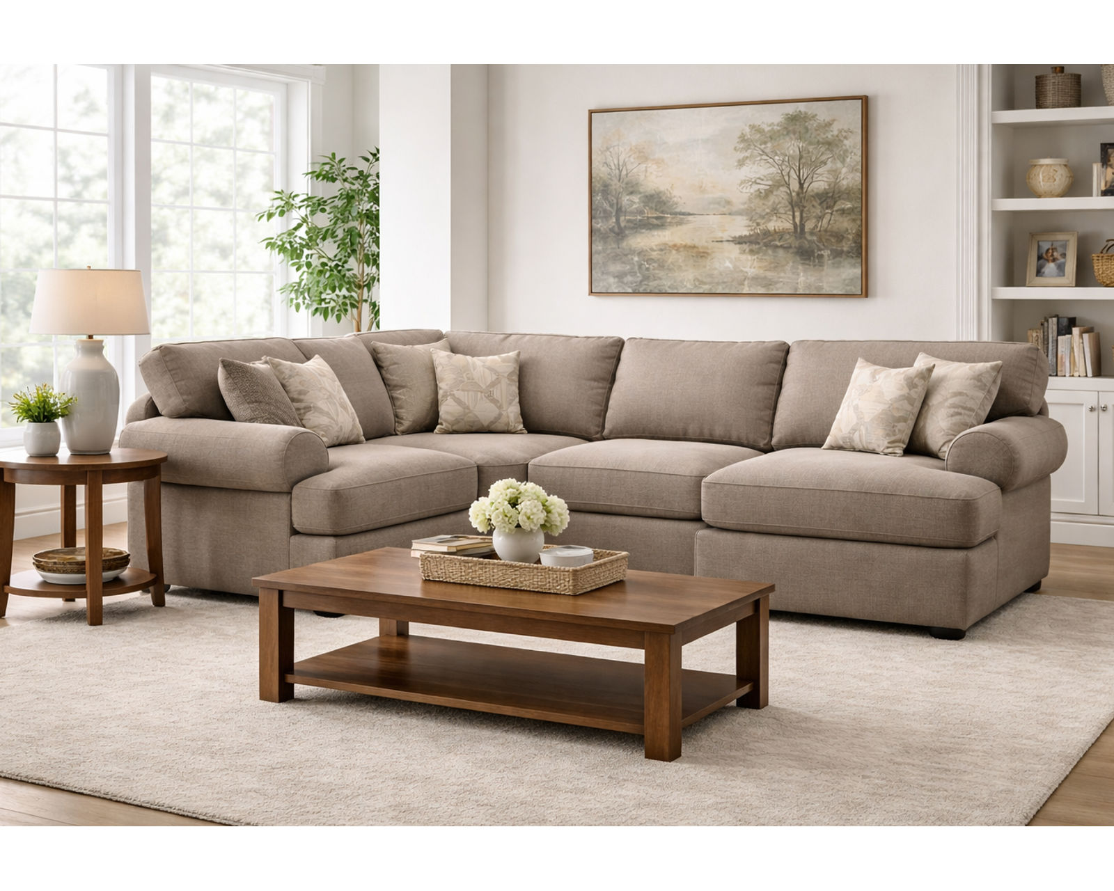 Darcy Stationary Sectional  (+101 Standard and Performance Fabrics) - Layout F: Three Piece Sectional 103" x 134"