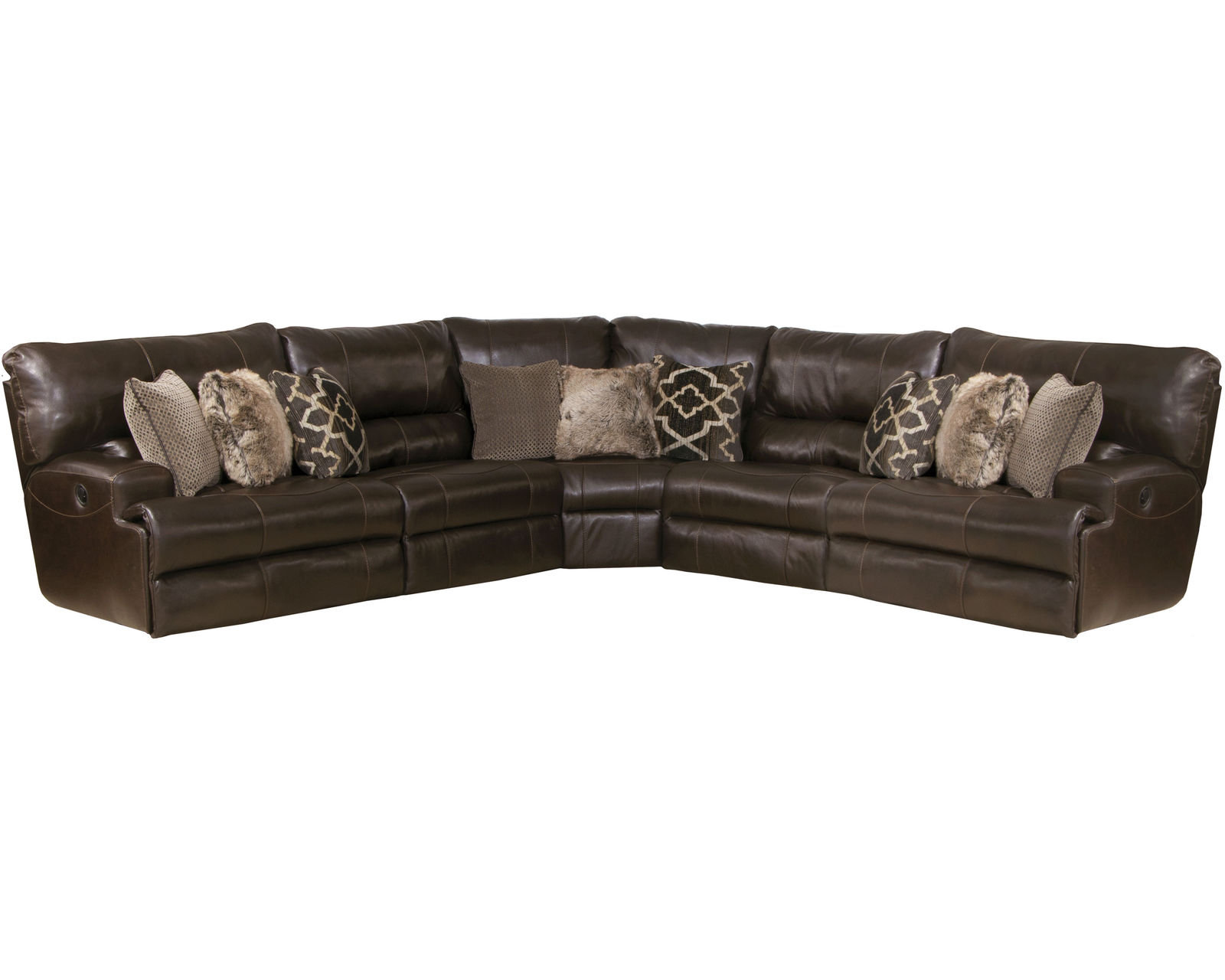 Como Lay Flat Modular Reclining Leather Sectional (2 colors) - Sectional Layout M: