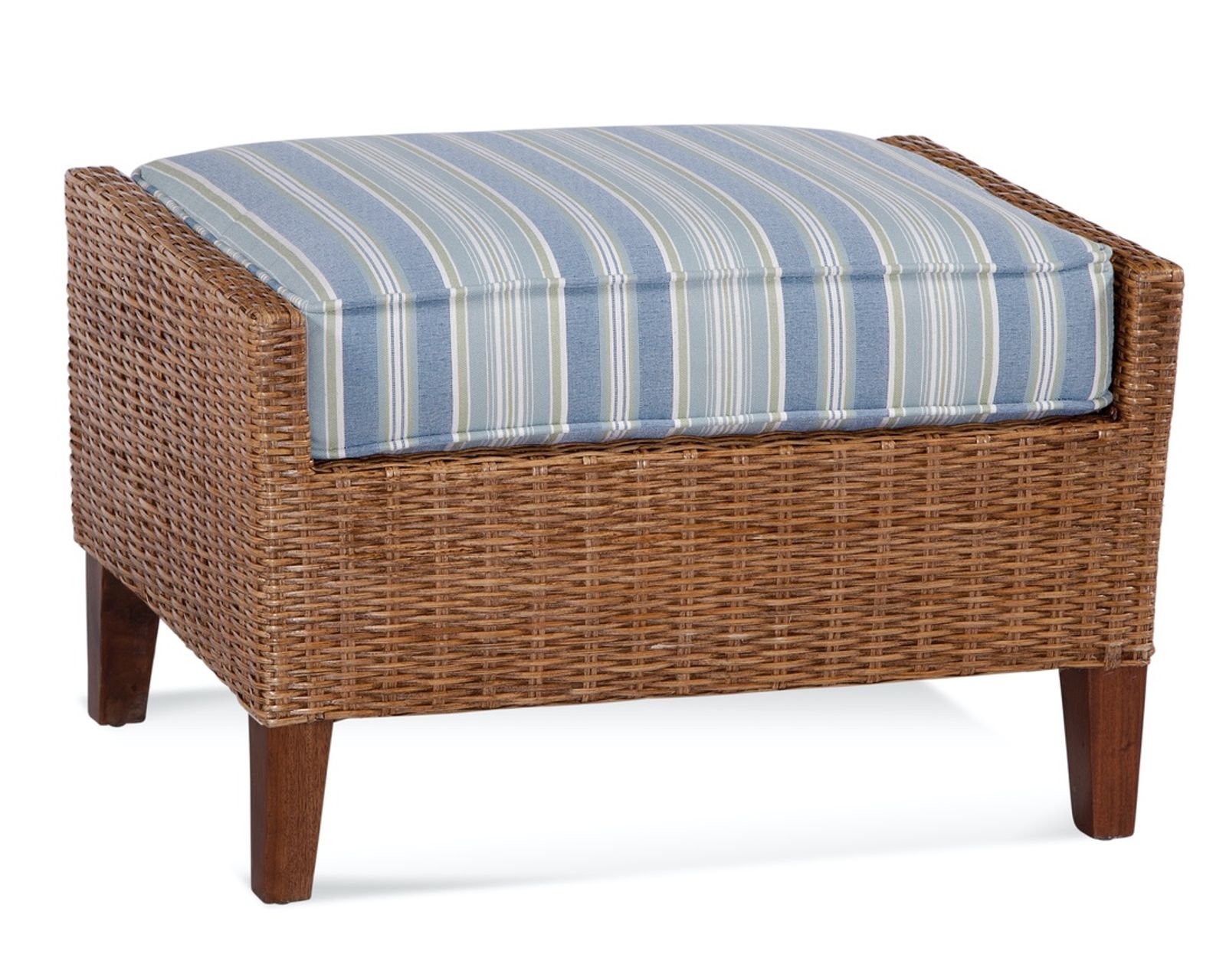 Long Beach 76" Rattan Sofa Brown (+28 finishes +69 fabrics) - 	Long Beach 20" x 27" Rattan Ottoman