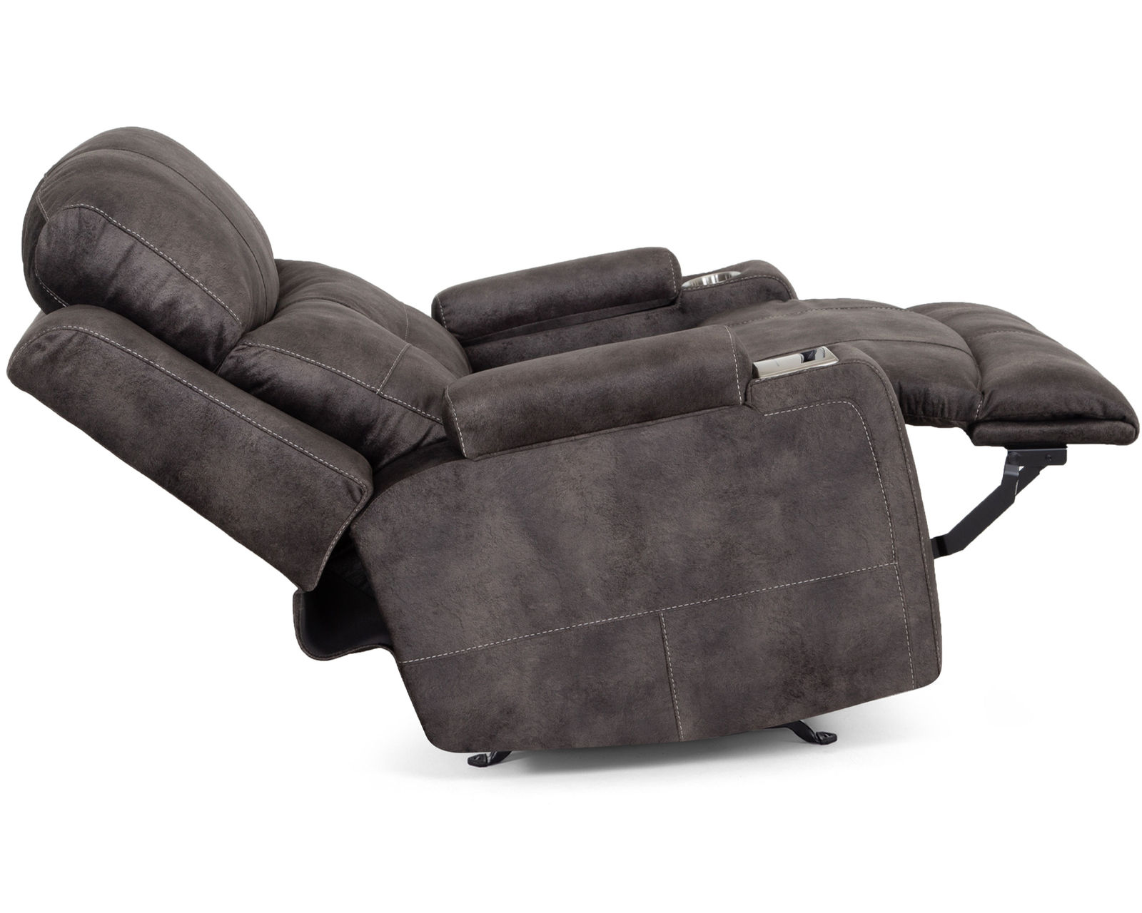 Arlington 8507 Chair & A Half Power Rocker Recliner (Extra-Wide Comfort. Built-In Storage. Wireless Charging) - Arlington Chair and a Half Power Recliner in Leather Like Fabric Ebony