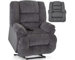 Stockton 4468 Big Man's Power Headrest Power Lift Recliner – 500 lb. Capacity Charcoal (Big Man Comfort. Lay-Flat Relaxation)