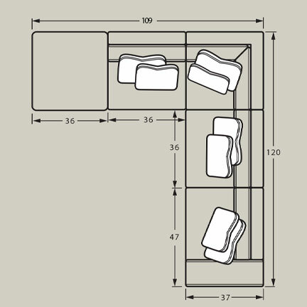 Layout D: Five Piece Sectional 109" x 120"