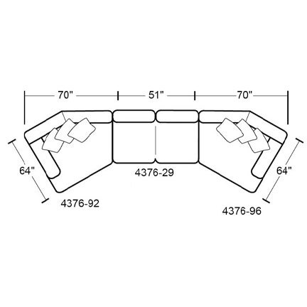 Layout F: Three Piece Sectional 64" x 191" x 64"