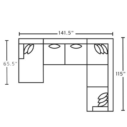 Layout H: Five Piece Sectional 65.5" x 141.5" x 115"