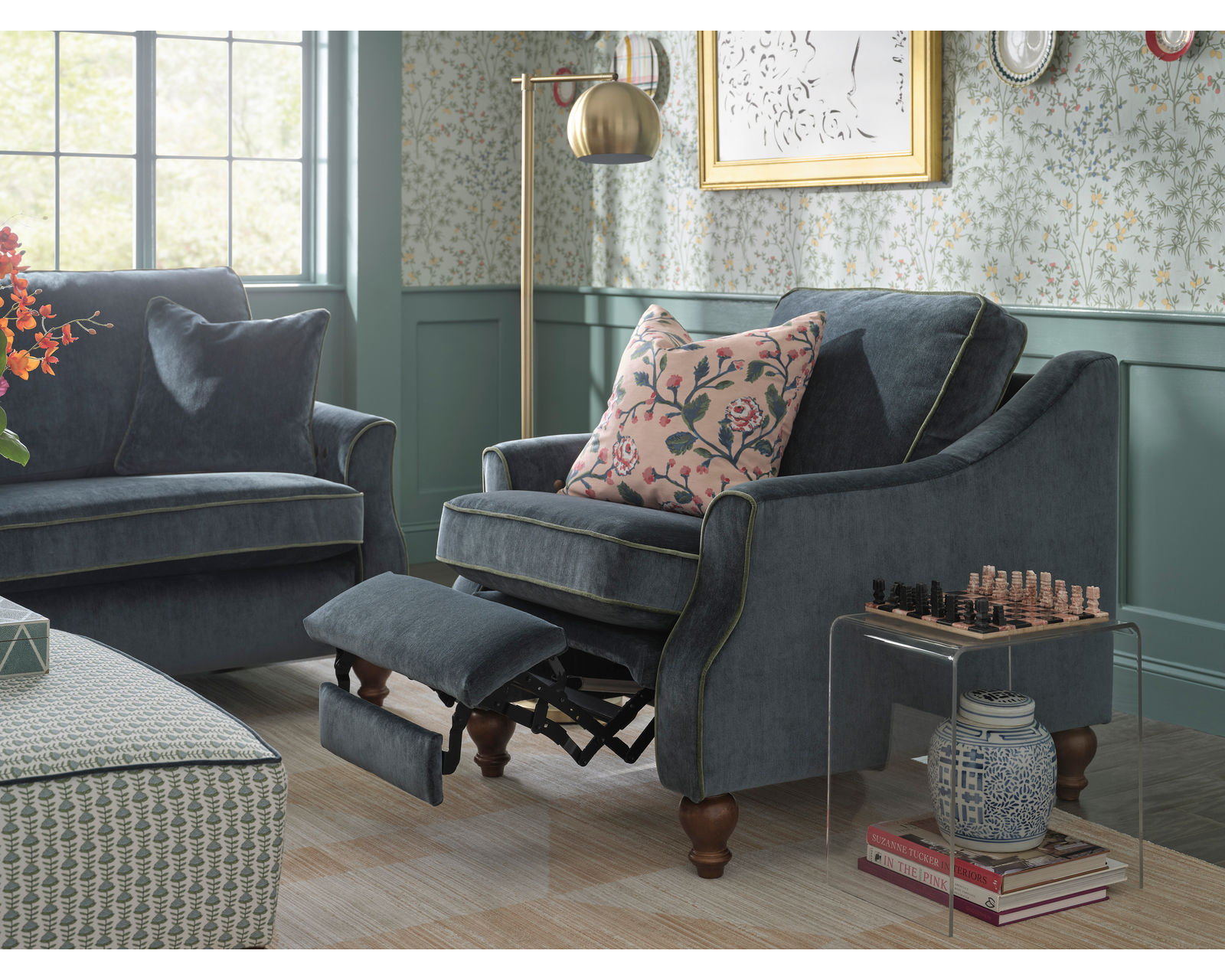 Erin & Ben Adeline 84" Incliner Sofa (+50 fabrics) - Adeline Incliner Chair