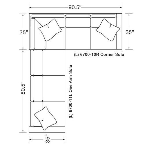 Layout D: Two Piece Sectional (111" x 90.5")