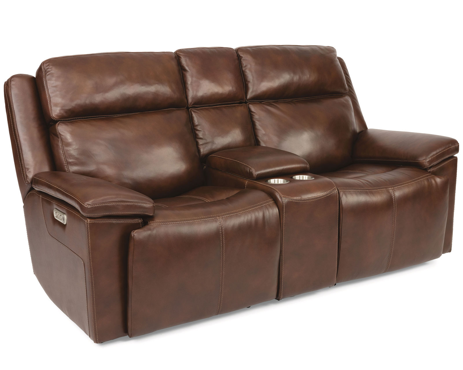 Chance Power Reclining Loveseat with Console and Power Headrests (2 colors) - Chance Power Reclining Loveseat with Console and Power Headrests in Leather 278-74