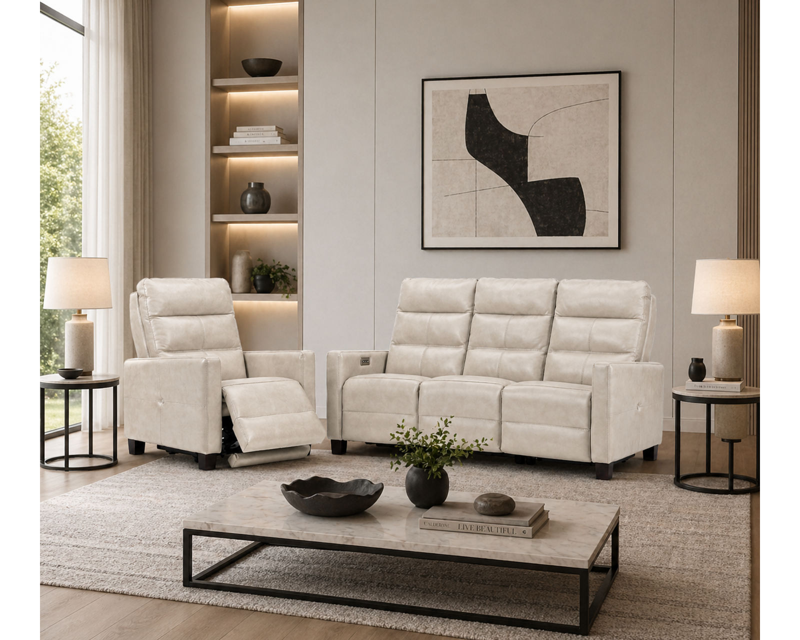 Elran Lane Dual Power Reclining Sofa — Available in Standard & Wide Cushions, 140+ Leather Options, and 75", 79", or 107" Widths - Experience the Difference Precision Makes
