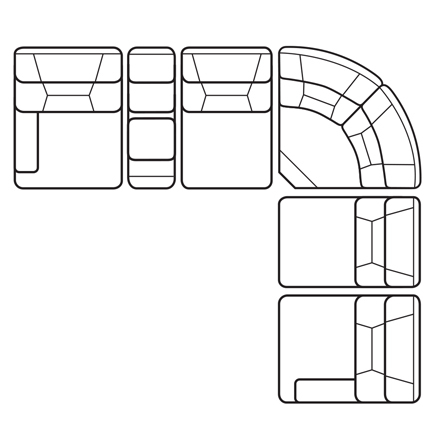 Layout C: Six Piece Reclining Sectional 118" x 105" (two lift recliners)