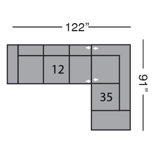 Layout C: Two Piece Sectional 122" x 91"