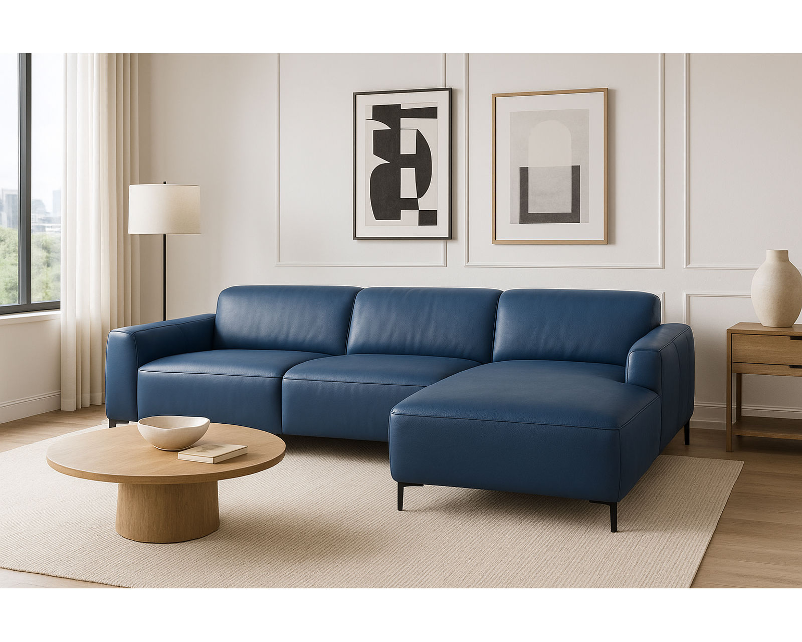 Capri C325 Two-Piece Leather Chaise Sectional (+55 leathers) - Layout A: Two Piece Sectional 111" x 65"