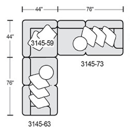 Layout D: Three Piece Sectional 120" x 120"