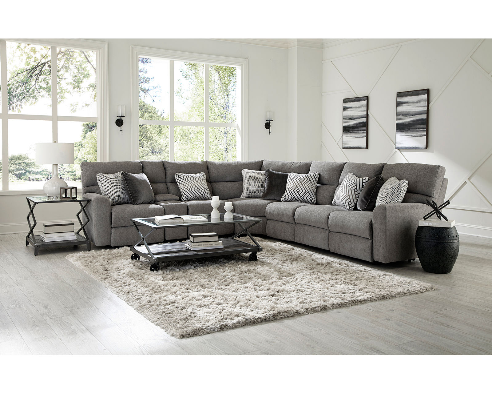 Sydney Modular Reclining Sectional with Power Recline Chaise (includes pillows) - Experience the Catnapper Difference.