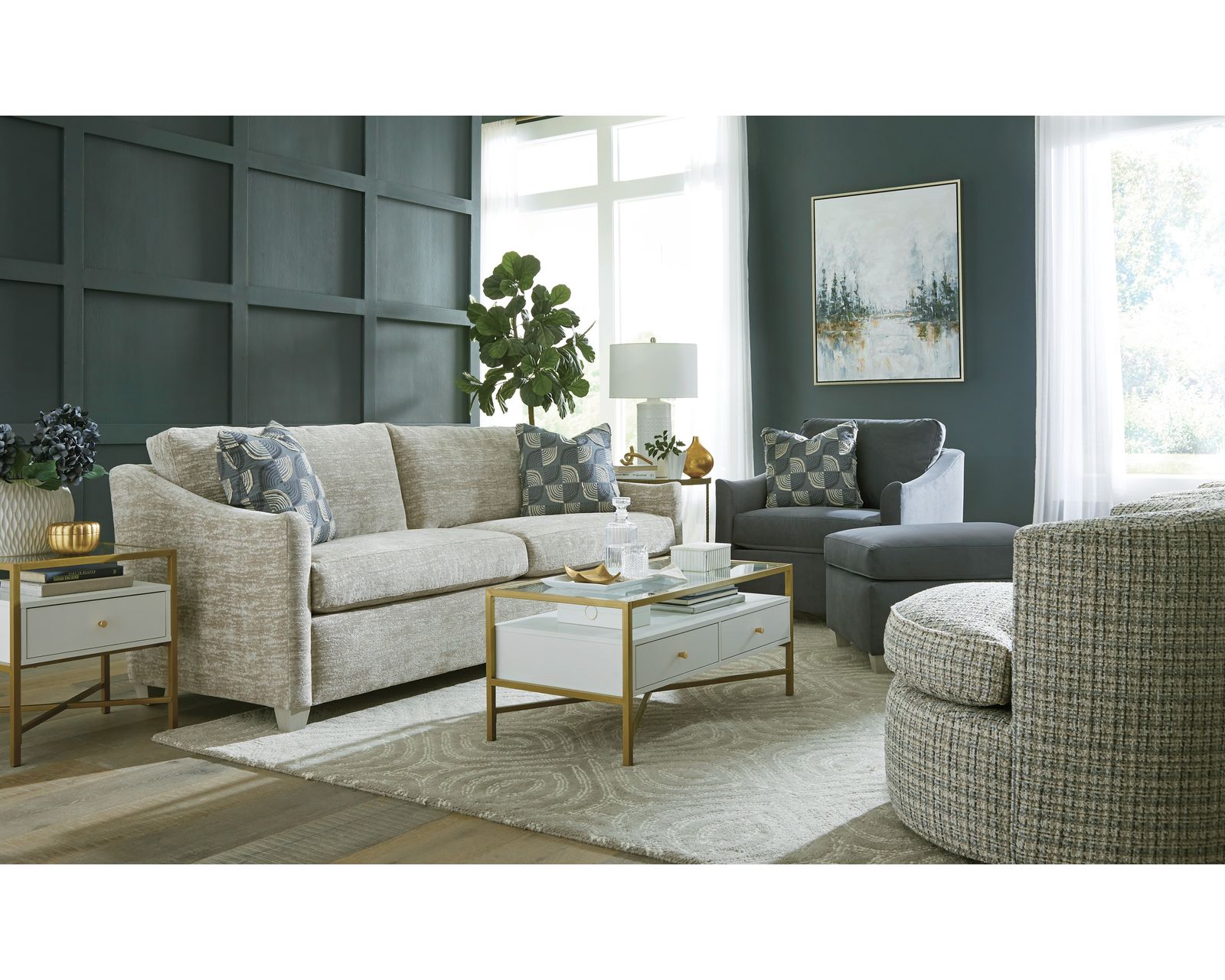 Rockwell 7529 Bench Seat Sofa (89") +100 performance fabrics - Rockwell Two Cushion Sofa