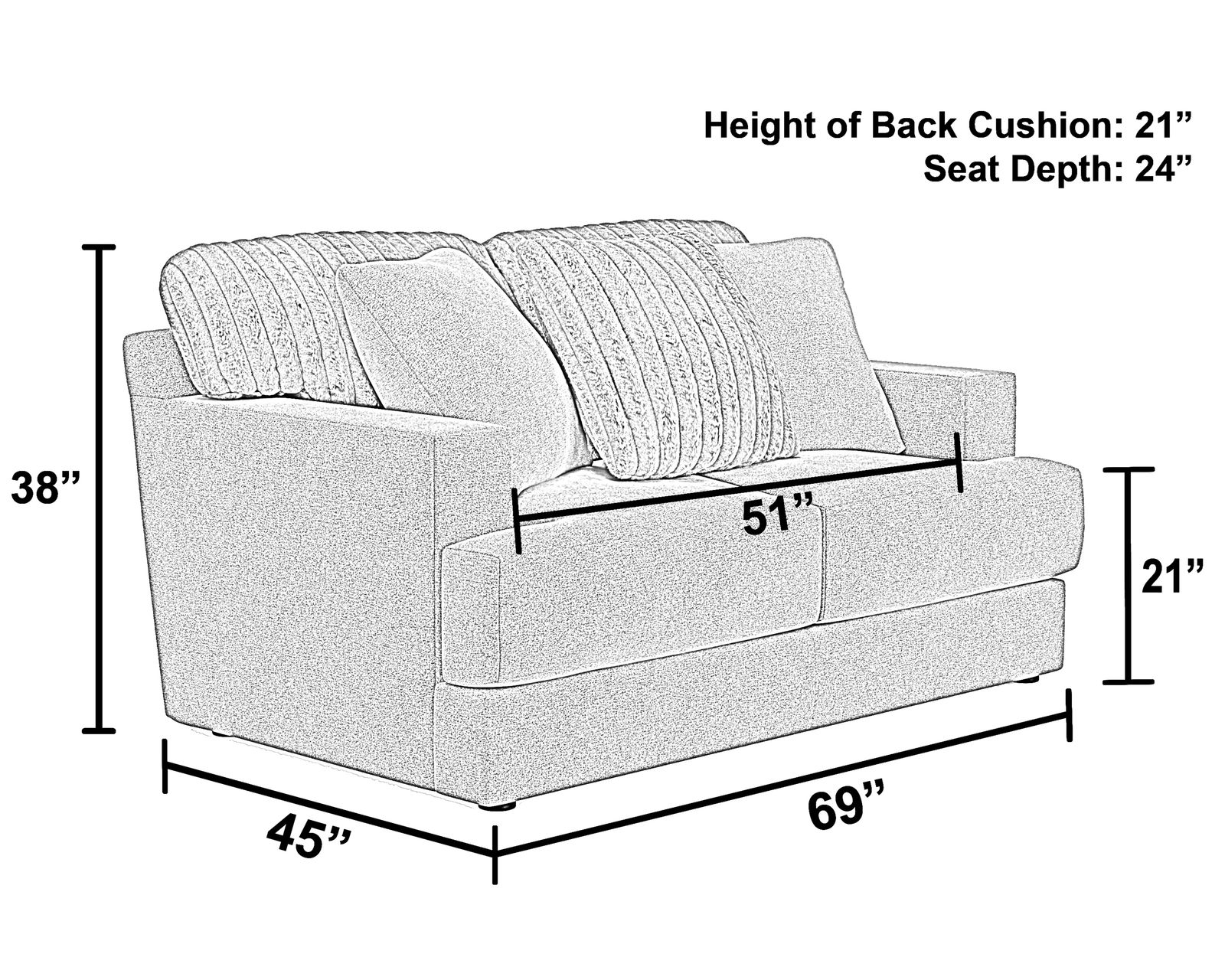 Eagan Stationary 95" Sofa (+3 colors) includes pillows - Loveseat Size