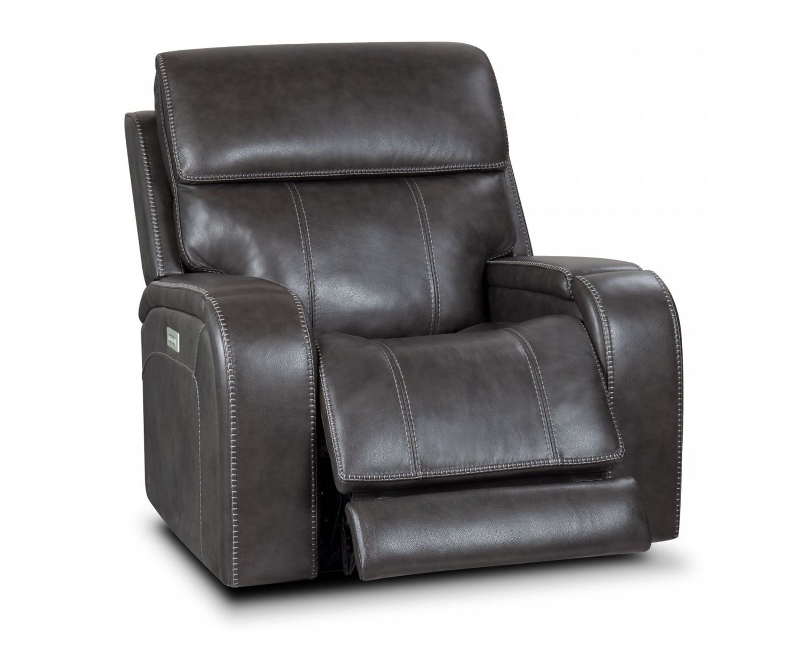 Glenwood 88" Leather Sofa w/Power Recline, Power Head Rests & Power Lumbar (Lay Flat) Steel - In stock - Glenwood Power Recliner w/Power Head Rest & Power Lumbar (Lay Flat)