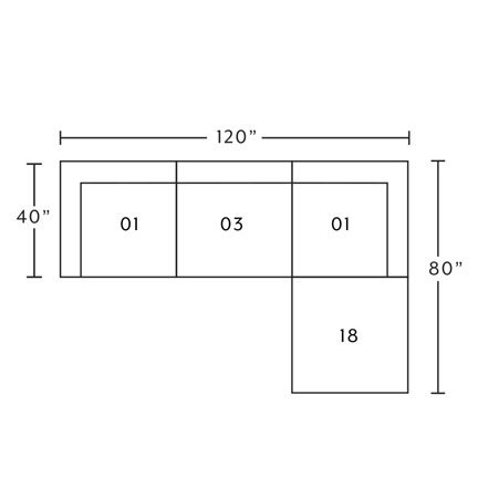 Layout B: Four Piece Sectional 120" x 80"