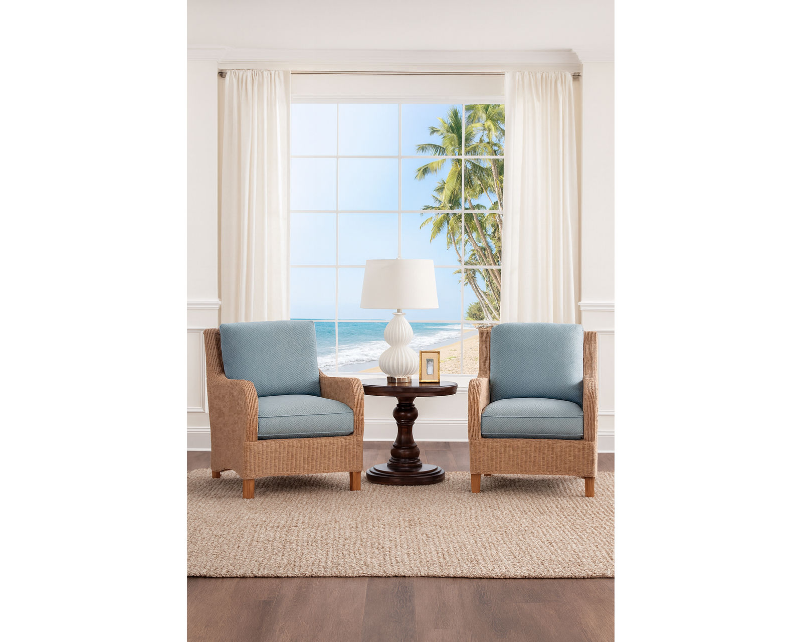 Gibraltar 75" Rattan Sofa Blue (+28 finishes - 69 fabrics) - Gibraltar Rattan Chair