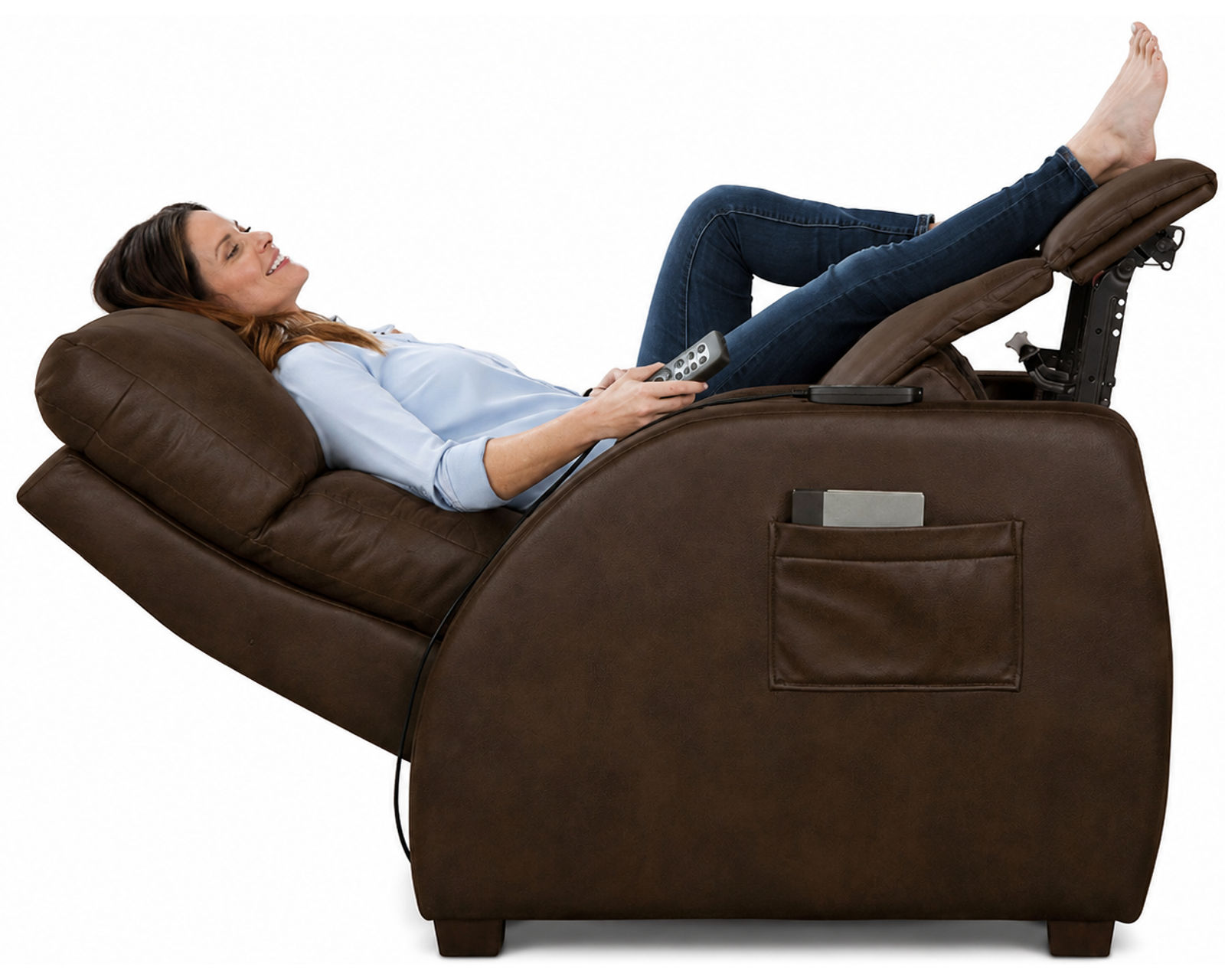 Relaxer Power Headrest Power Recliner with CR3 Massage, Heat, Power Lumbar & Zero Gravity Loaded with Wellness Technology (two colors)
