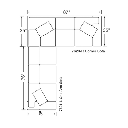 Layout B: Two Piece Sectional (111" x 87")