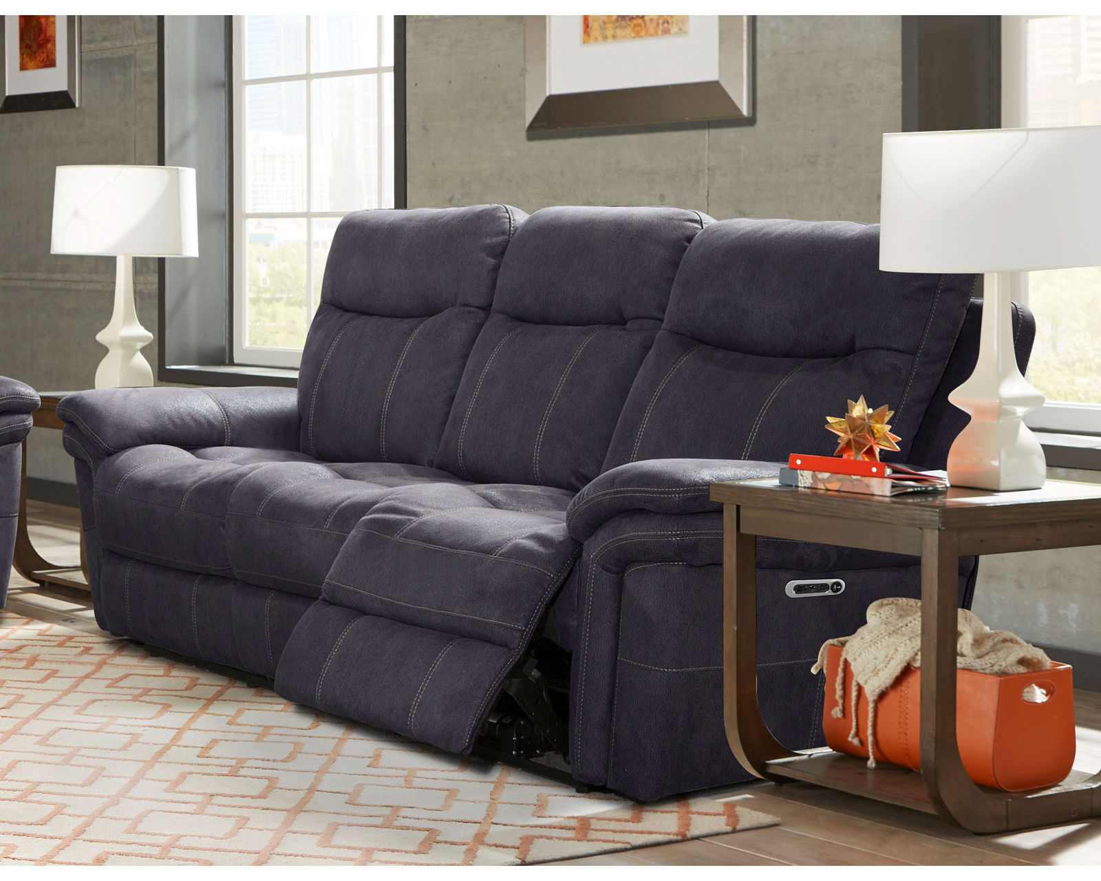 Mason 90" Power Headrest Power Reclining Sofa Charcoal (In stock - Fast shipping) - Parker Living Mason Charcoal Power Reclining Sofa