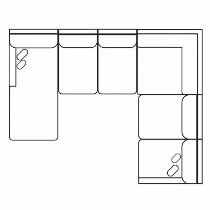 Layout F: Four Piece Sectional 124" x 92" (Two USB chargers)